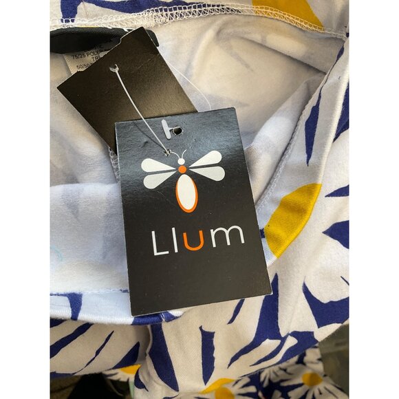 Llum Daisy Print Blue & White Leggings - Stretchy Cotton Blend Size 2T - Picture 4 of 7